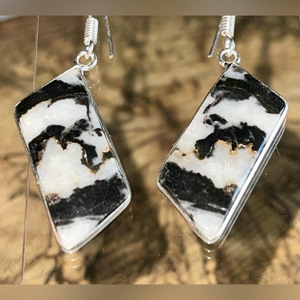 White Buffalo Turquoise Earrings 2” - Picture 8 of 13